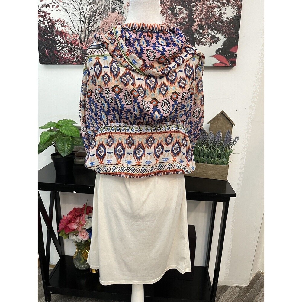 New York & Company Women Blouson Long Dress XS off shoulder  AZTEC PRINT - Picture 6 of 12